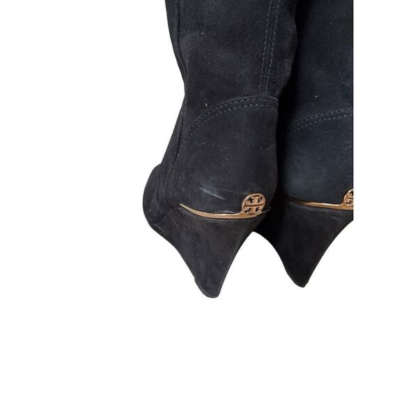 Tory Burch Suede Knee Wedge Tall High Boots size 7.5 Black - Picture 10 of 11